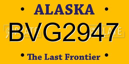 BVG2947 Alaska License Plate