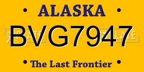 BVG7947 Alaska License Plate