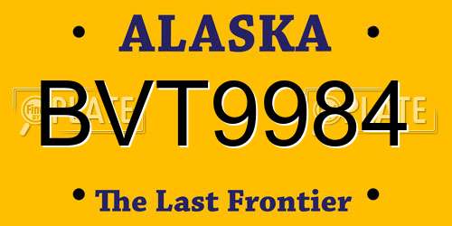 BVT9984 Alaska License Plate
