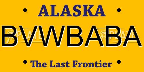 BVWBABA Alaska License Plate