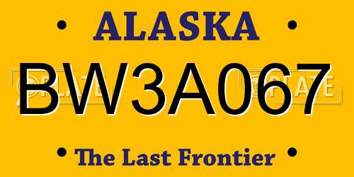 BW3A067 Alaska License Plate