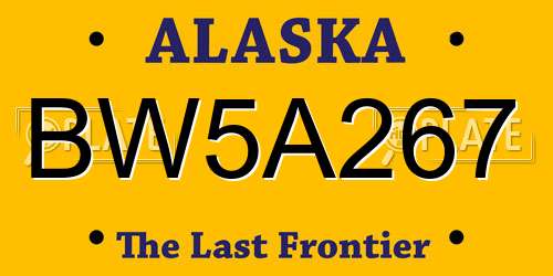 BW5A267 Alaska License Plate