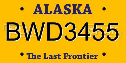 BWD3455 Alaska License Plate