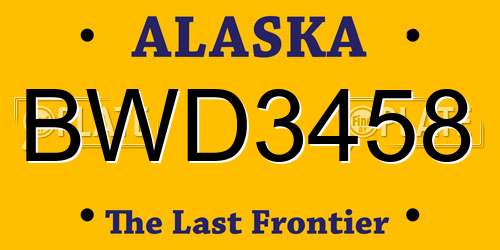 BWD3458 Alaska License Plate
