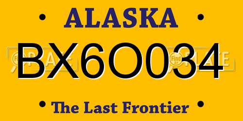 BX6O034 Alaska License Plate
