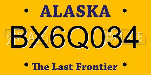 BX6Q034 Alaska License Plate