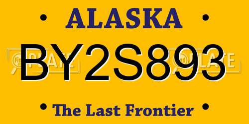 BY2S893 Alaska License Plate