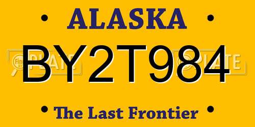 BY2T984 Alaska License Plate