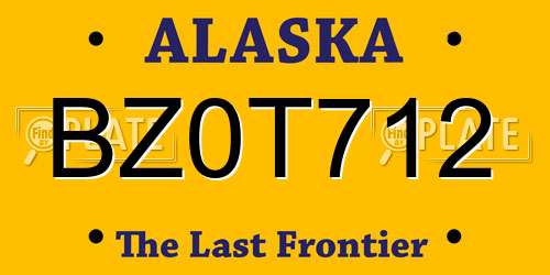 BZ0T712 Alaska License Plate