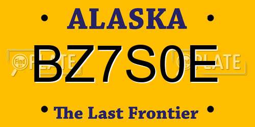 BZ7S0E Alaska License Plate