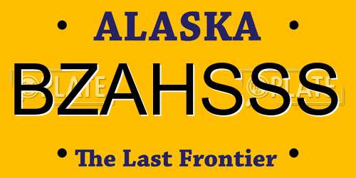 BZAHSSS Alaska License Plate
