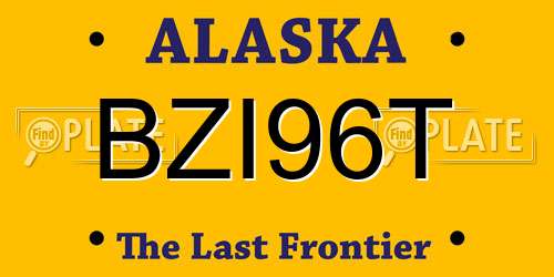 BZI96T Alaska License Plate