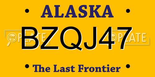 BZQJ47 Alaska License Plate
