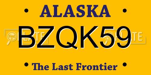 BZQK59 Alaska License Plate