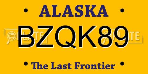 BZQK89 Alaska License Plate
