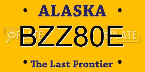 BZZ80E Alaska License Plate