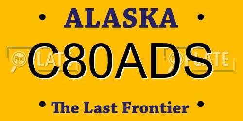 C80ADS Alaska License Plate