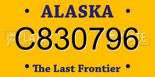 C830796 Alaska License Plate