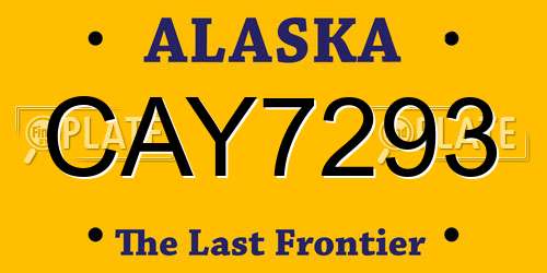 CAY7293 Alaska License Plate