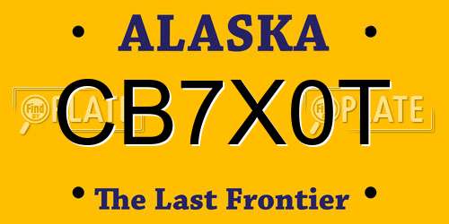 CB7X0T Alaska License Plate