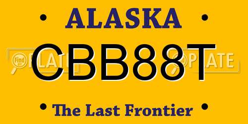 CBB88T Alaska License Plate