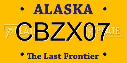CBZX07 Alaska License Plate