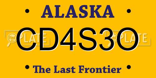 CD4S3O Alaska License Plate