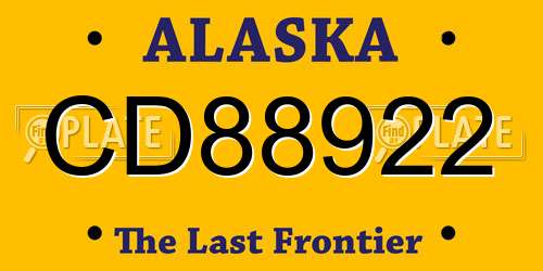 CD88922 Alaska License Plate