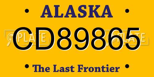 CD89865 Alaska License Plate