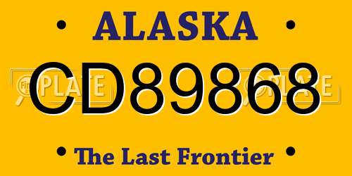 CD89868 Alaska License Plate