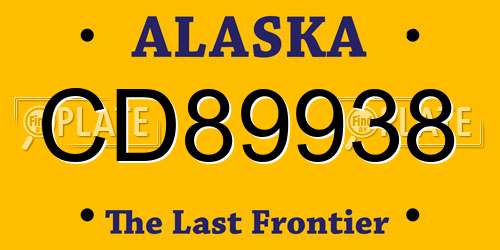 CD89938 Alaska License Plate
