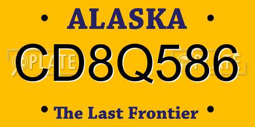 CD8Q586 Alaska License Plate