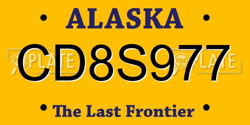 CD8S977 Alaska License Plate