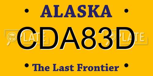 CDA83D Alaska License Plate