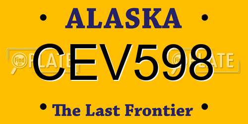 CEV598 Alaska License Plate