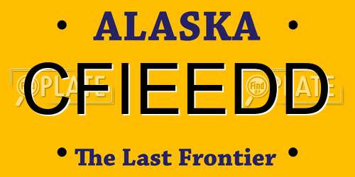 CFIEEDD Alaska License Plate