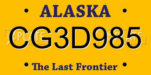 CG3D985 Alaska License Plate
