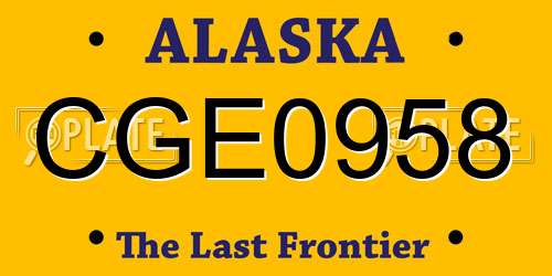 CGE0958 Alaska License Plate
