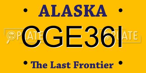CGE36I Alaska License Plate