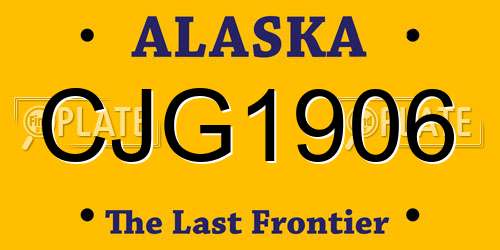 CJG1906 Alaska License Plate