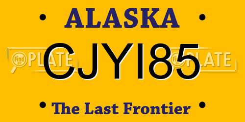 CJYI85 Alaska License Plate