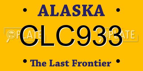 CLC933 Alaska License Plate