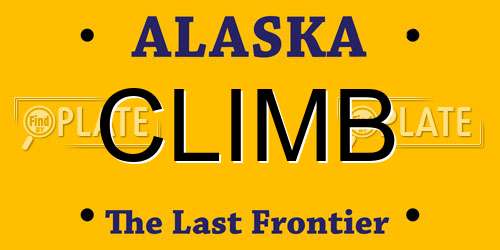 CLIMB Alaska License Plate