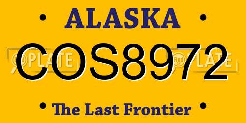 COS8972 Alaska License Plate