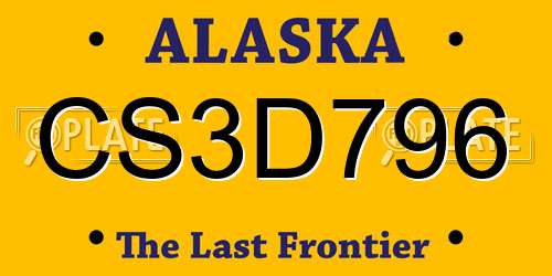 CS3D796 Alaska License Plate