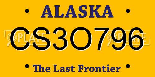 CS3O796 Alaska License Plate