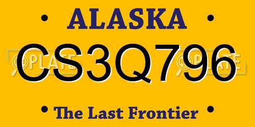 CS3Q796 Alaska License Plate