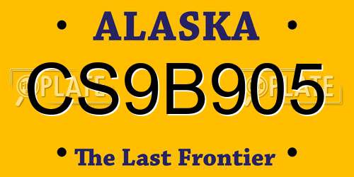 CS9B905 Alaska License Plate