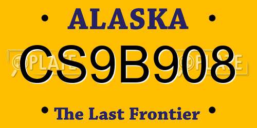 CS9B908 Alaska License Plate