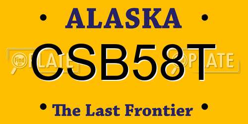 CSB58T Alaska License Plate